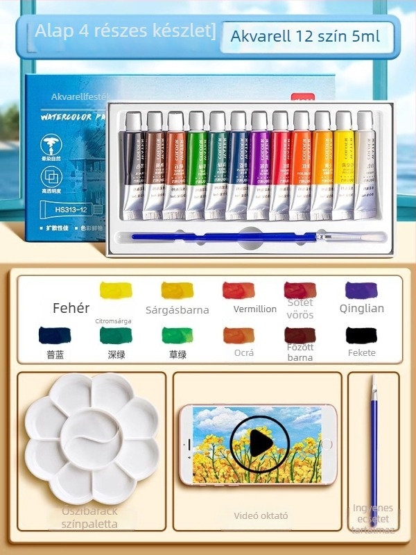Deli gouache és akvarell festékek készlet, 12/18/24 csomag