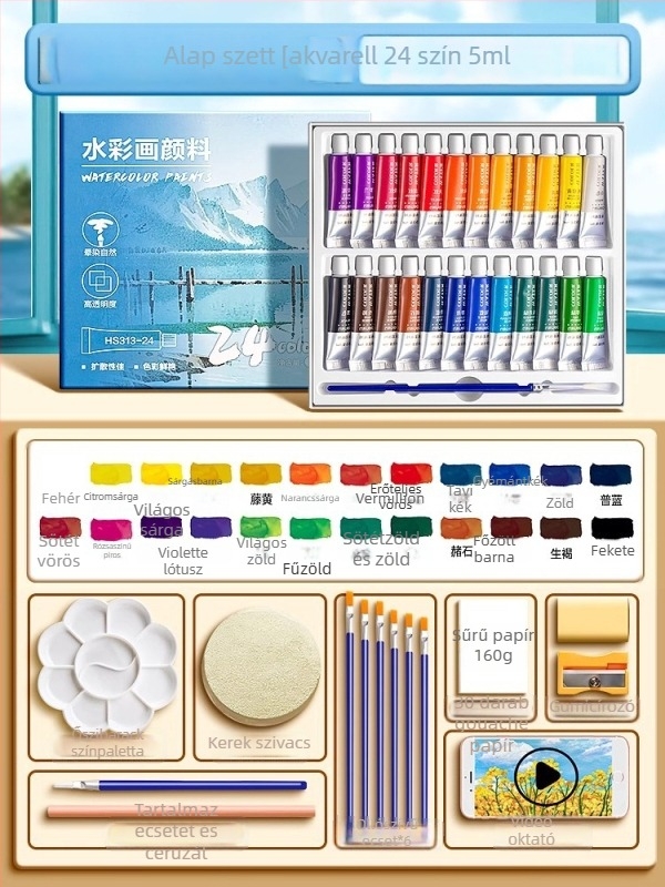 Deli gouache és akvarell festékek készlet, 12/18/24 csomag