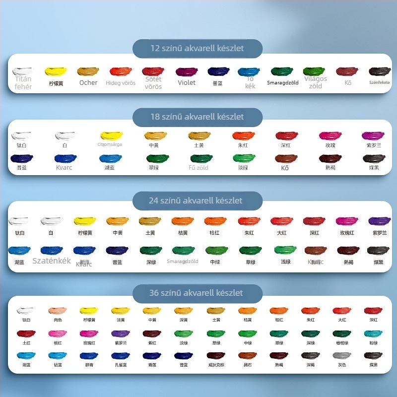 Deli gouache és akvarell festékek készlet, 12/18/24 csomag