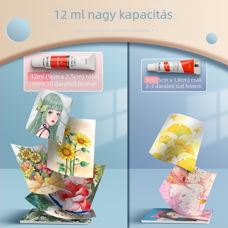 Deli gouache és akvarell festékek készlet, 12/18/24 csomag