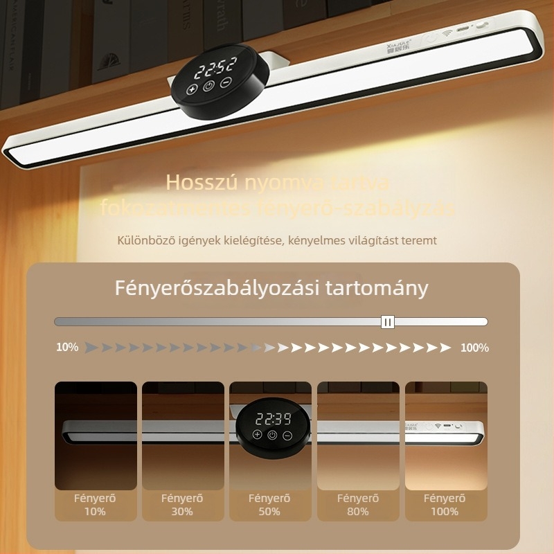 Órás asztali lámpa szemvédő funkcióval — mágneses tanulólámpa, LED, 7W, beépített lítium akkumulátor, távirányító, CRI ≥90, CE tanúsítvány
