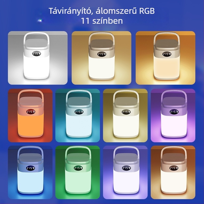 LED éjszakai lámpa távirányítóval és órával, hálószoba és kollégiumi szoba számára, szemvédelem, hangulatvilágítás