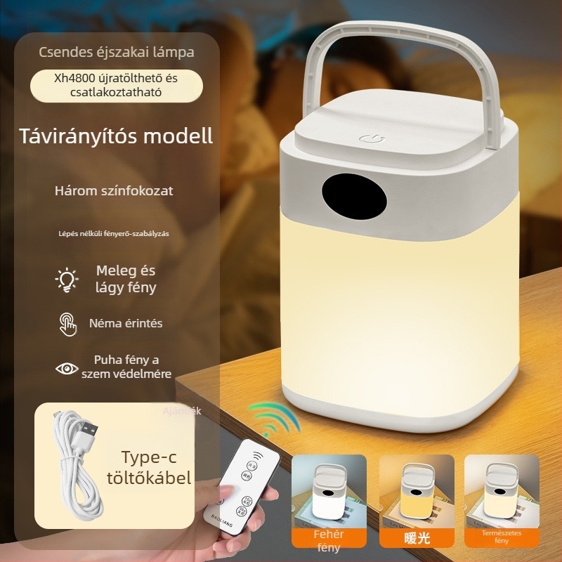 LED éjszakai lámpa távirányítóval és órával, hálószoba és kollégiumi szoba számára, szemvédelem, hangulatvilágítás