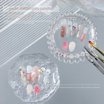 Nail art kijelző eszköz üvegkristály palettával és tolltartóval, matt gyöngyház lemez, 30 g nettó súly