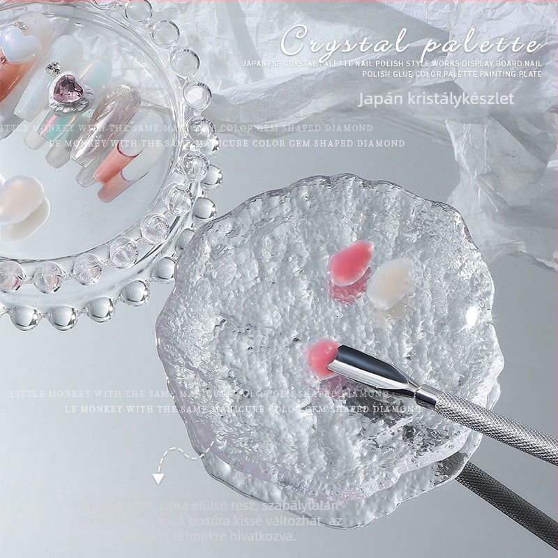 Nail art kijelző eszköz üvegkristály palettával és tolltartóval, matt gyöngyház lemez, 30 g nettó súly
