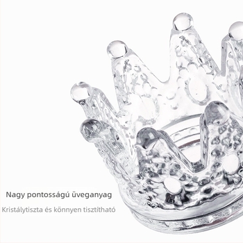 Körömápolási korona tolltartó üvegkristály pohárral és LED fototerápiás tollal