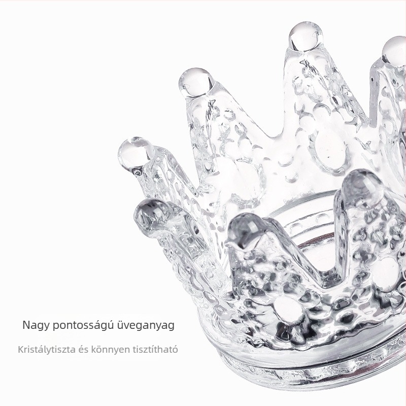 Körömápolási korona tolltartó üvegkristály pohárral és LED fototerápiás tollal