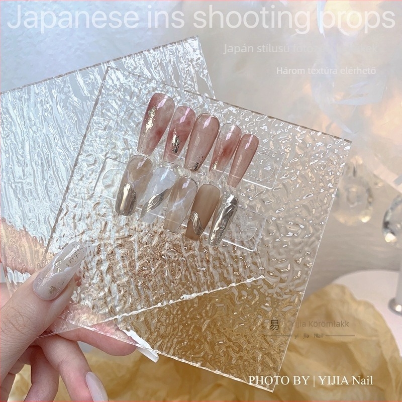 Japán stílusú körömfotózáshoz kellék, kristályos akril kézben tartható háttérpad, Lorossi körömdíszítő eszközök