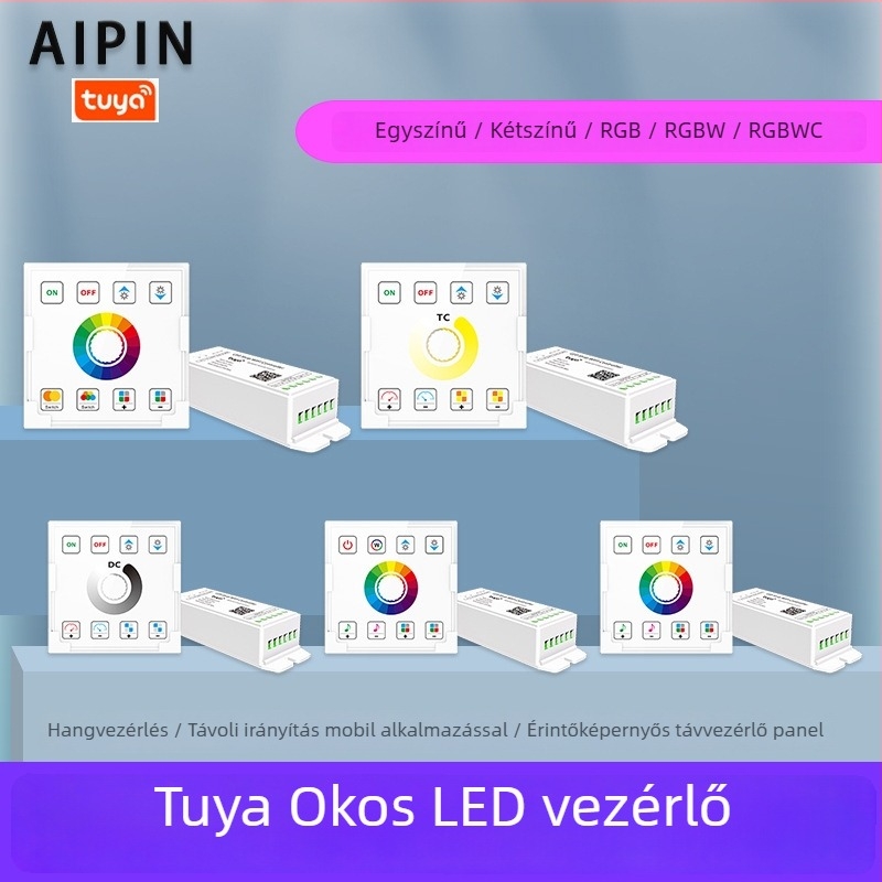 LED dimmer vezérlő TY-13-1CH 2.4G+WiFi távirányítóval, 5-24V bemenet, 10-100% fényerő-szabályozás, 1 csatorna