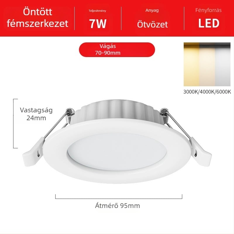 LED mennyezetvilágítás beépített kivitel, 12W, 220V, 3000K/4000K/6000K