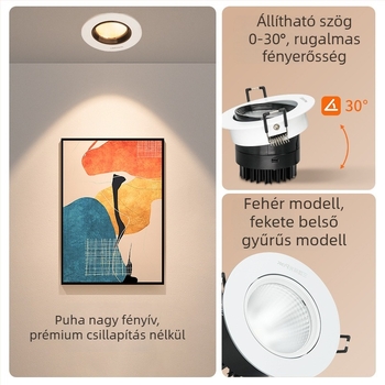 Beépített COB LED spotlámpa, alumínium mennyezetvilágítás, állítható fénycsóva, CRI 80–89, 220V, Trio Aurora