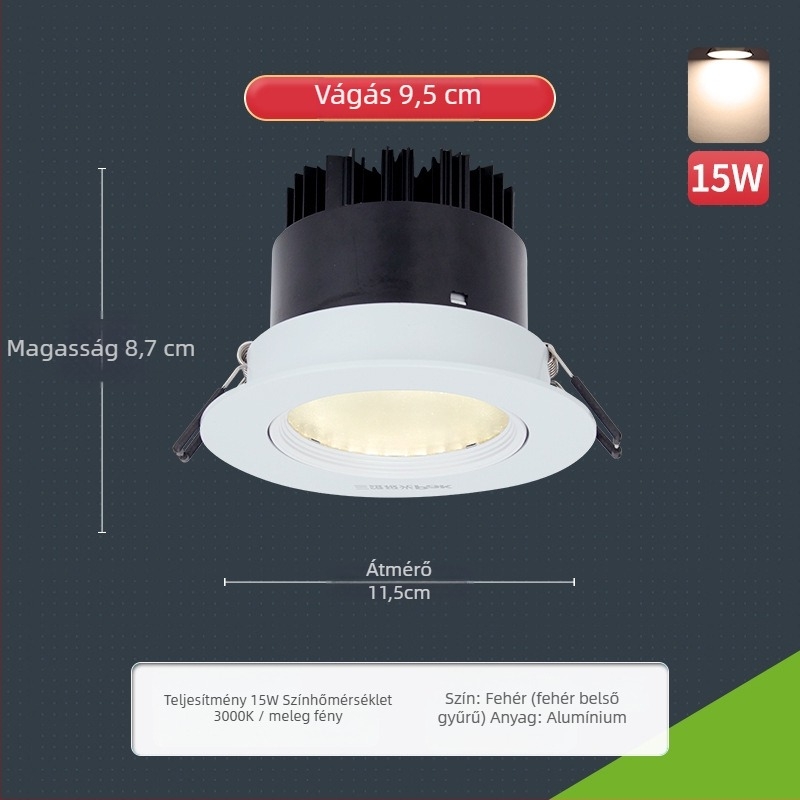 Beépített COB LED spotlámpa, alumínium mennyezetvilágítás, állítható fénycsóva, CRI 80–89, 220V, Trio Aurora