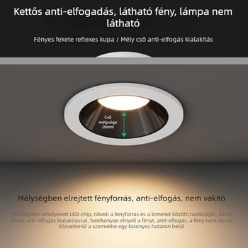 LED beépíthető mennyezeti downlight, állítható színhőmérséklet, CRI ≥ 90, 111–240V