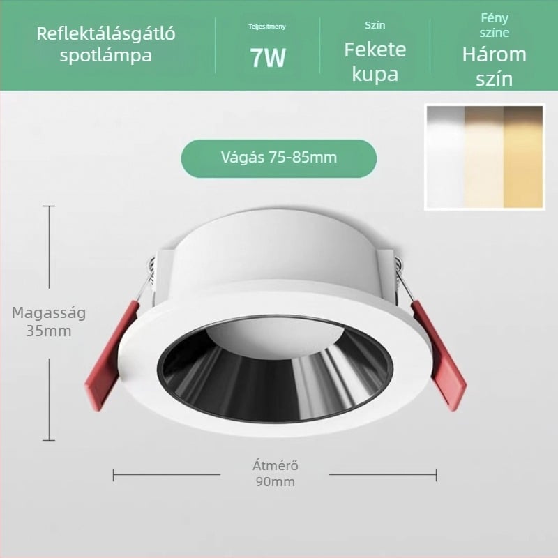 LED beépíthető mennyezeti downlight, állítható színhőmérséklet, CRI ≥ 90, 111–240V