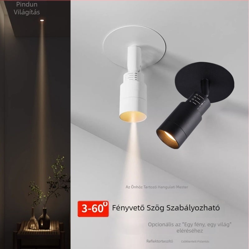 Beépített LED fókuszlámpa, 3–60°-os állítható fénysugár, PD363, 220V, alumínium ház