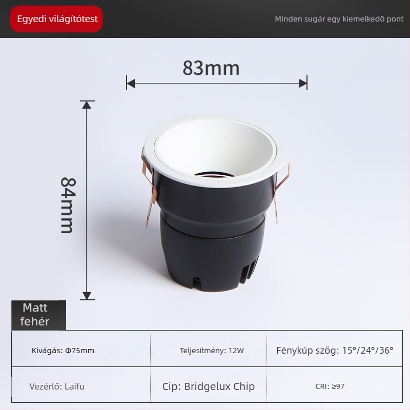 LED csővilágító spotlámpa intelligens Bluetooth MESH2.0-ával, szemvédelem, beépített COB, 220V, CRI ≥95, fokozatmentes fényerő-szabályzás és színbeállítás, alumínium ház