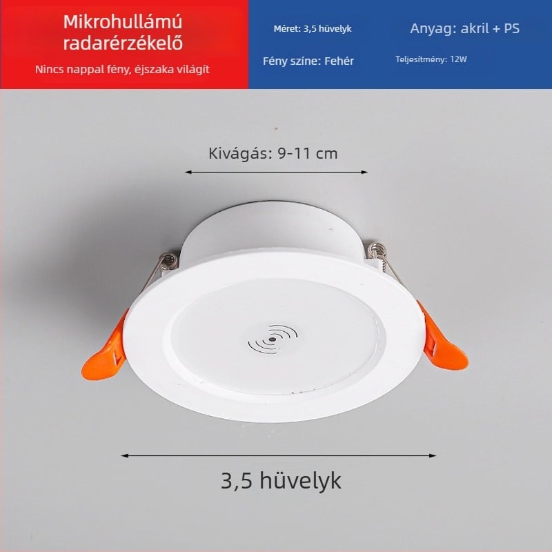 LED lefelé világító lámpa intelligens radar mozgásérzékelővel és fényvezérléssel - LED fényforrás, feszültség ≤36V, CRI 80–89, rejtett szerelés
