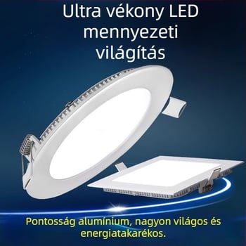 Ultra vékony LED mennyezeti lámpa beépített kivitel, alumínium ház, 220V, 6500K, élettartam 30 000 óra