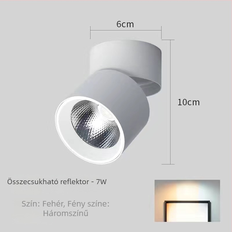 Felszínre szerelt LED spot lámpa összecsukható, forgatható fejjel, 220V, alumínium ház