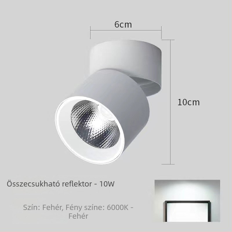 Felszínre szerelt LED spot lámpa összecsukható, forgatható fejjel, 220V, alumínium ház