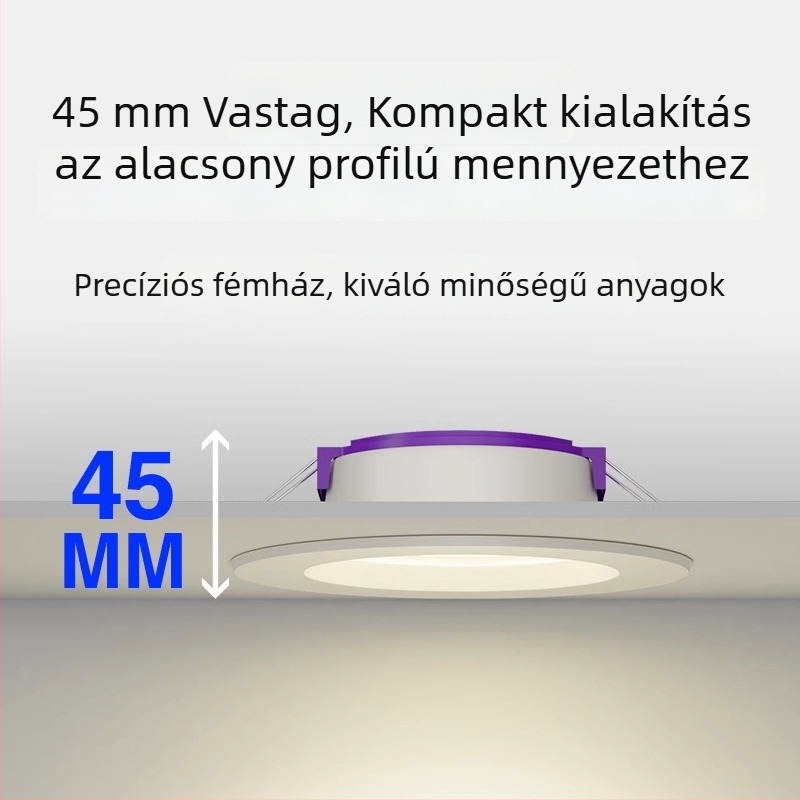LED mennyezeti beépíthető lámpa, 7W/9W/12W, 220V, rejtett szerelés, 3000K/4000K/6500K, CRI 70–79, Qianhua