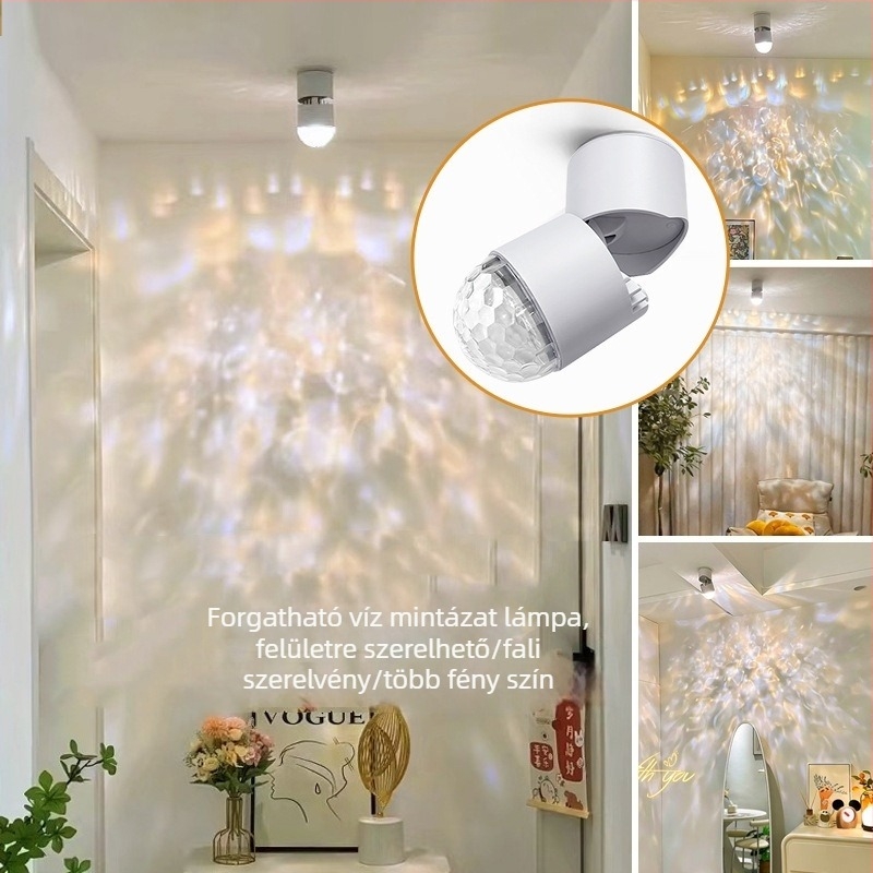 LED környezeti világítás víz-hullám mintával, felületre szerelt spotlámpa folyosóra, modern minimalista stílus, 220V, alumínium ház, vezetékes vezérlés