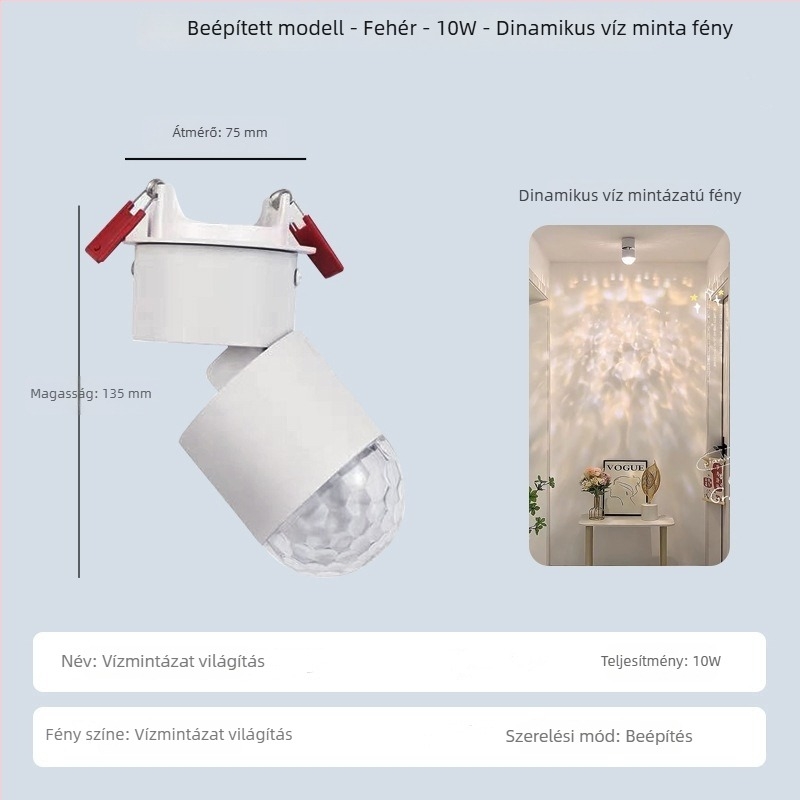 LED környezeti világítás víz-hullám mintával, felületre szerelt spotlámpa folyosóra, modern minimalista stílus, 220V, alumínium ház, vezetékes vezérlés