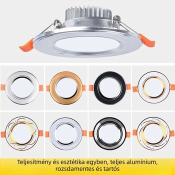 Nappalira tervezett LED mennyezeti downlight, fekete, felületre szerelhető, 110–240V, 100–300W, több színű fény állítható, PC ház
