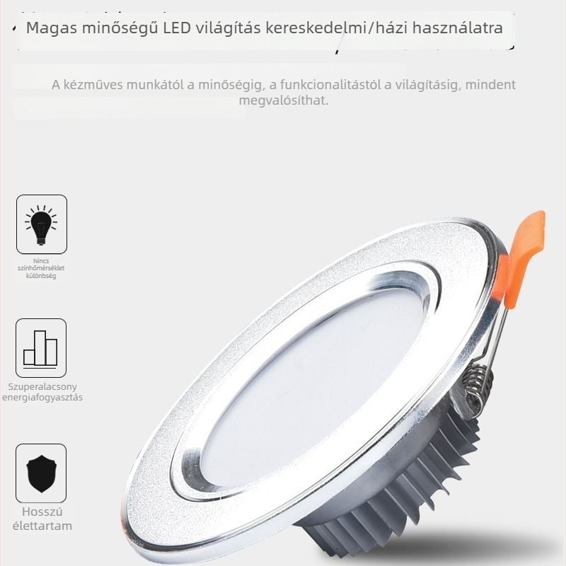 Nappalira tervezett LED mennyezeti downlight, fekete, felületre szerelhető, 110–240V, 100–300W, több színű fény állítható, PC ház