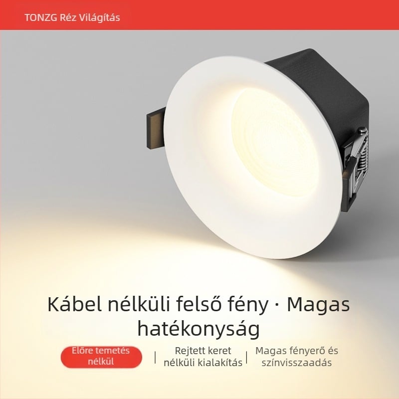 LED mennyezeti downlight, keret nélküli, beépített, 220V, CRI ≥90, élettartam 20000h, ház vas-művészeti kivitelezésben