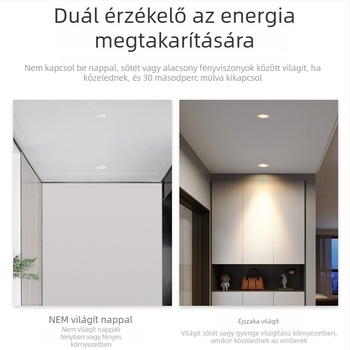 Beépített LED mennyezetlámpa infravörös mozgásérzékelővel, 85–265 V, 630–810 lm, 3000K/4000K/6000K
