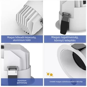 LED downlight CRI ≥90, 220V, rejtett szerelés, alumínium ház