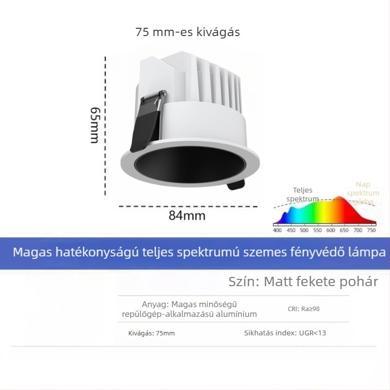 LED downlight CRI ≥90, 220V, rejtett szerelés, alumínium ház