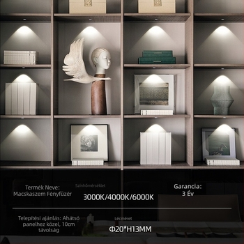 Beépített Cat-Eye LED spot a vitrinekhez és borospincékhez, 12V alacsony feszültség, kerek alumínium ötvözet ház, rejtett szekrényvilágítás