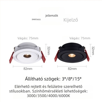 Beépített COB spotlámpa 3W, ultranagy vékony, fénysugár-szögek 3°/8°/15°, CRI ≥95, 220V