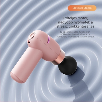 Mini fascia masszírozó izomlazításhoz, 4 fejjel, beépített 1000–1200 mAh akkumulátor, üzemidő 1–3 óra, zaj 36 dB alatt, 5 sebesség