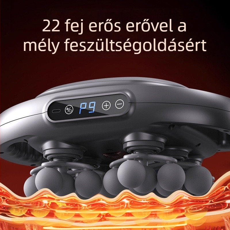 Fascia masszírozó 6+ fejjel, professzionális szintű izom- és nyakmasszírozó, kefés motor, LCD kijelző, 5+ sebesség, beépített akkumulátor 1200–2000 mAh, zaj <36 dB