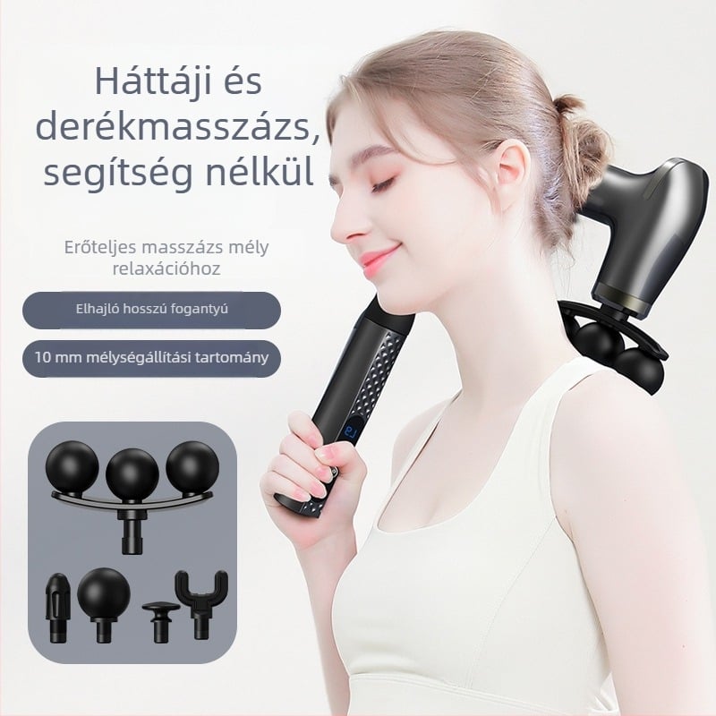 Cloud Rabbit masszázspisztoly 3 fejjel, LCD-kijelző, kefés motor, 5. fokozat vagy magasabb, zaj 46–70 dB