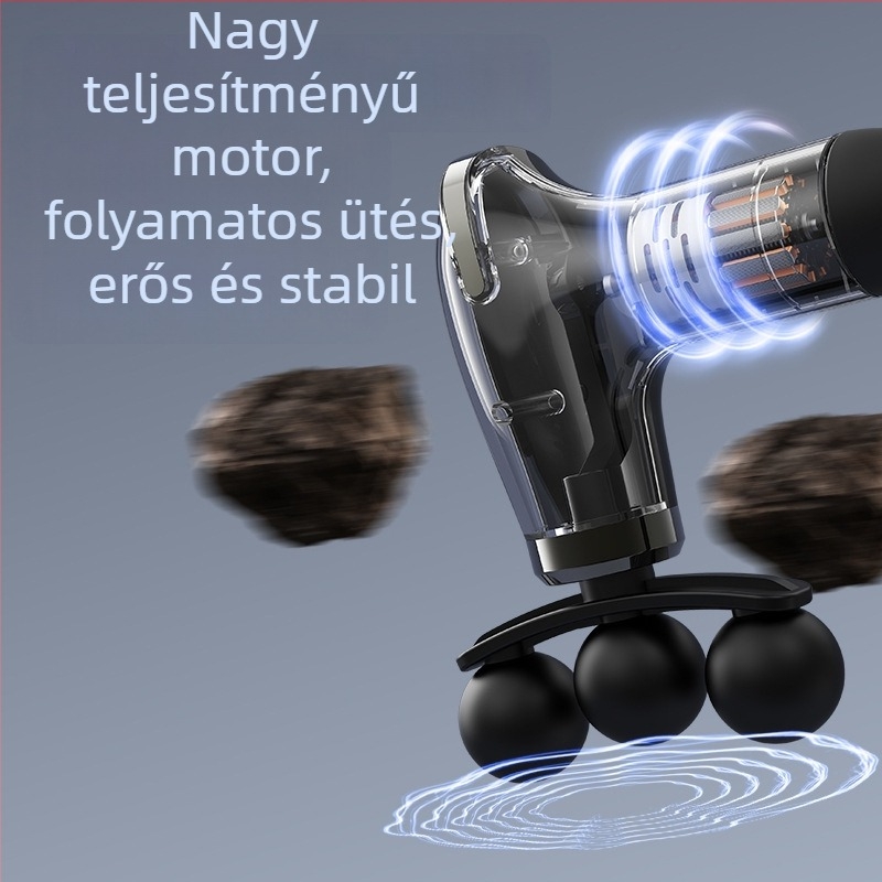 Cloud Rabbit masszázspisztoly 3 fejjel, LCD-kijelző, kefés motor, 5. fokozat vagy magasabb, zaj 46–70 dB