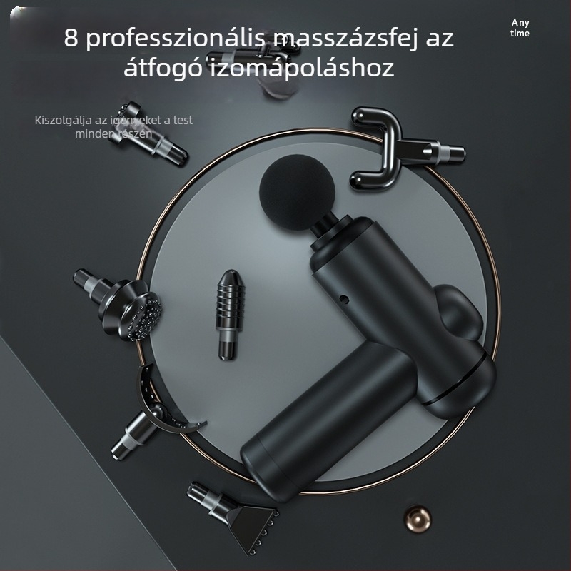 Fascia masszírozó mély izomlazításhoz – kefés motor, 6+ fej, beépített 1200-2000mAh akkumulátor, üzemidő 3-6 óra, zaj 36-45 dB