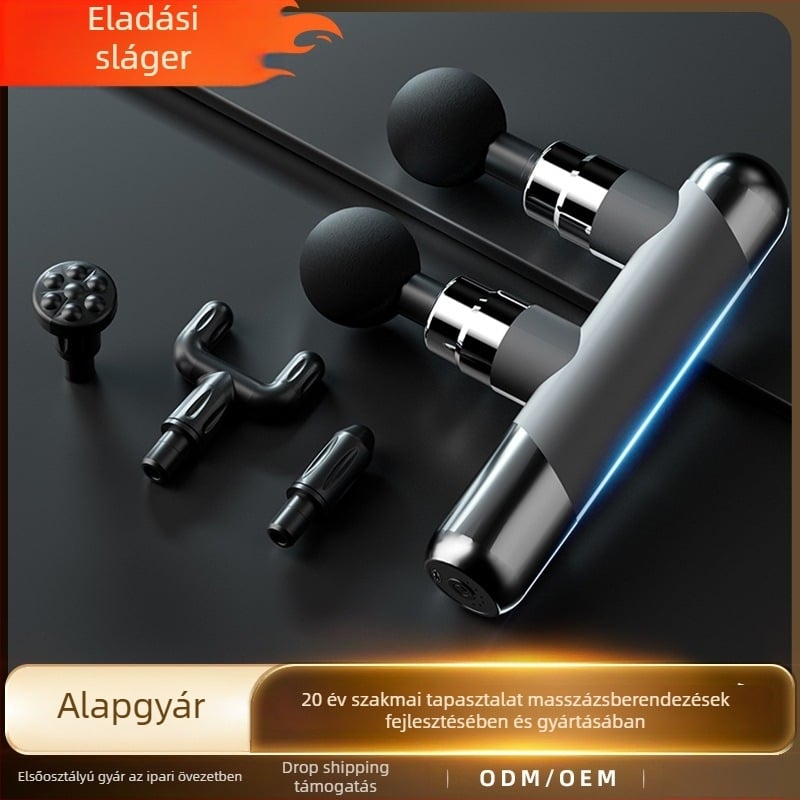 Mini fascia masszírozó – beépített 1200–2000 mAh akkumulátor, 5+ sebességfokozat, két masszázsvég, alacsony zajszint 36–45 dB