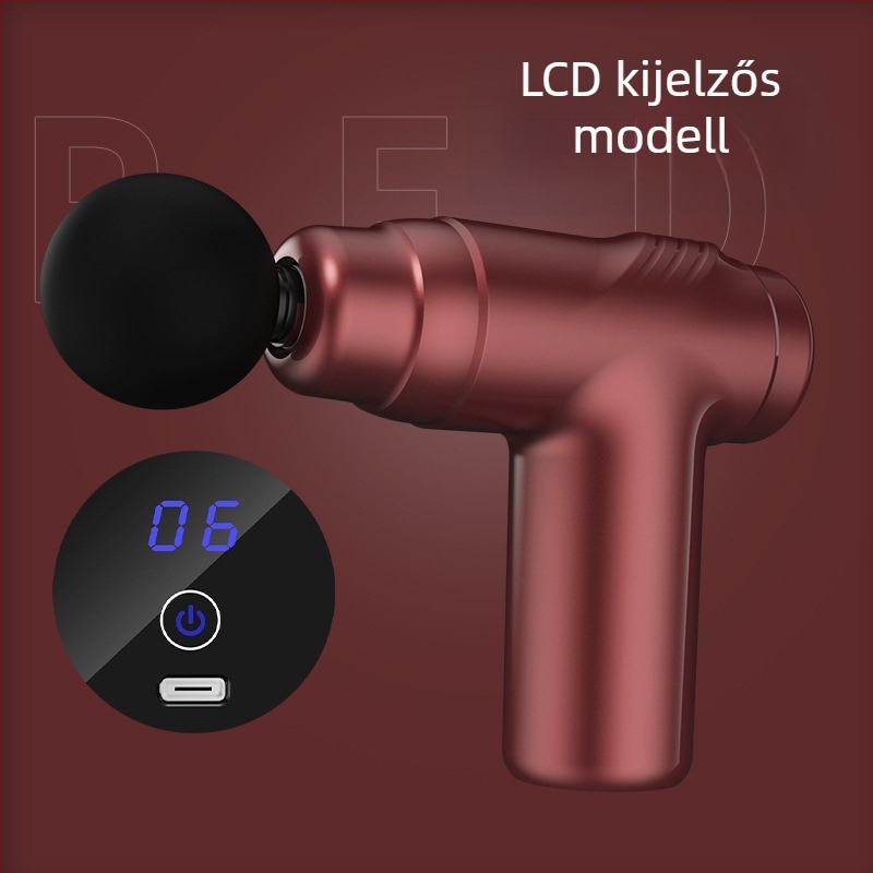 Mini fascia masszírozó beépített akkumulátorral, LCD-kijelzővel, 5+ sebességgel és 4 masszázs fejjel