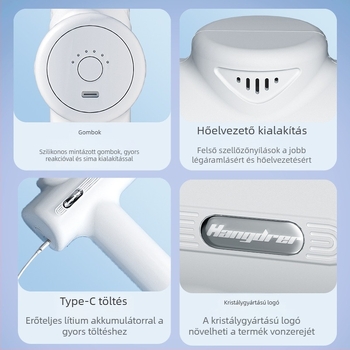 Fasciális masszírozó – mini hordozható, LCD kijelző, 4 masszázsfej, beépített 1000–1200mAh akkumulátor, üzemidő 0–1 óra