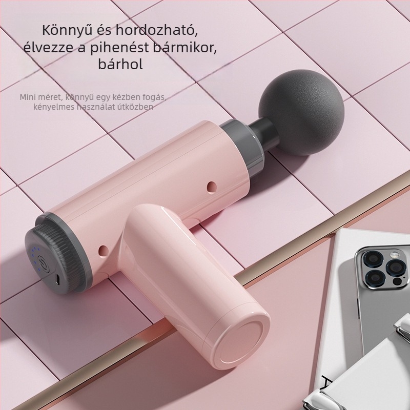 Professzionális hordozható fascia masszírozó (Brushed motor, 4 fej masszírozó, 800-1000 mAh akkumulátor, LCD kijelző, 5+ fokozat)