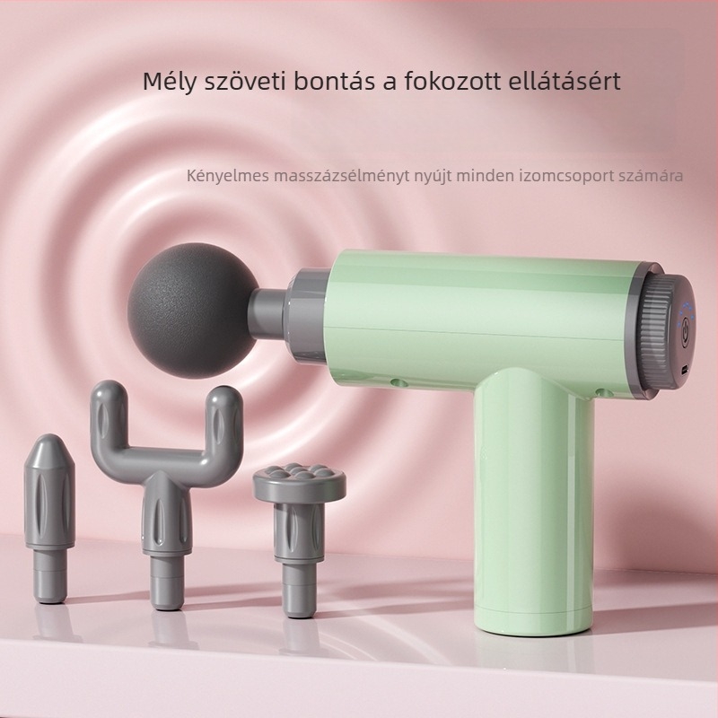 Professzionális hordozható fascia masszírozó (Brushed motor, 4 fej masszírozó, 800-1000 mAh akkumulátor, LCD kijelző, 5+ fokozat)