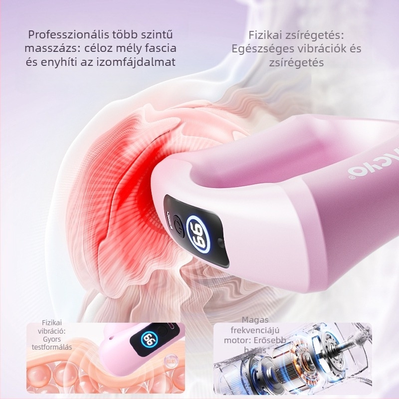 Mini fascia masszírozó LCD kijelzővel, kefemotorral, 5+ sebesség, beépített 1000–1200 mAh akkumulátor, halk működés