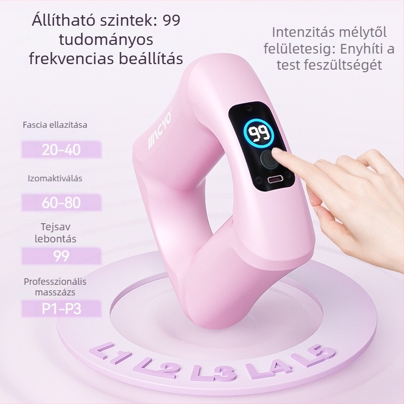 Mini fascia masszírozó LCD kijelzővel, kefemotorral, 5+ sebesség, beépített 1000–1200 mAh akkumulátor, halk működés