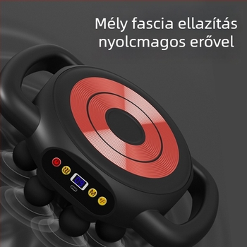 Fascia Gun izommasszírozó - 4 fej, kefés motor, beépített akkumulátor 1200-2000 mAh, LCD kijelző, 5+ sebességfokozat (zaj < 36 dB)