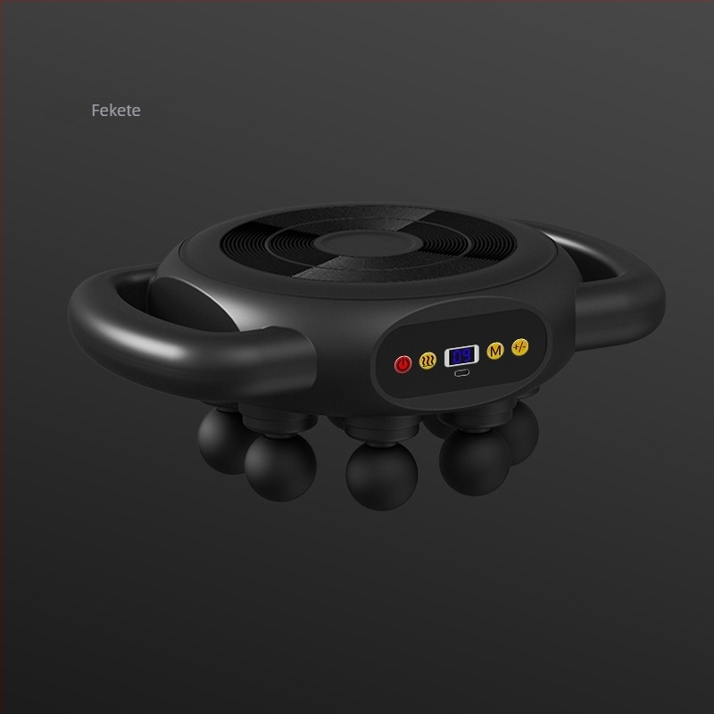 Fascia Gun izommasszírozó - 4 fej, kefés motor, beépített akkumulátor 1200-2000 mAh, LCD kijelző, 5+ sebességfokozat (zaj < 36 dB)