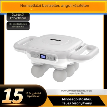 6 fejű fascia masszírozó beépített akkumulátorral, 2000–4000 mAh, 6–8 óra üzemidő, több than 5 sebességfokozat, halk működés (<36 dB)